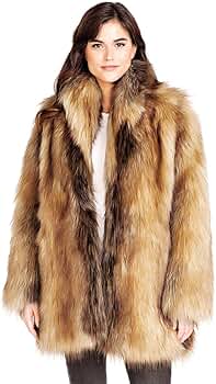 Fabulous-Furs Donna Salyers Red Fox Faux Fur Shawl Collar Coat